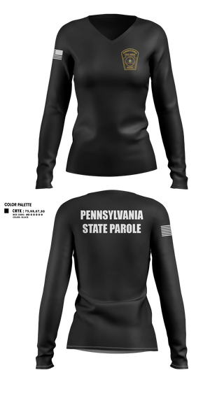 Womens Long Sleeve Vneck Shirt, Pennsylvania State Parole, Police, Teamtime, Team time, sublimation, custom sports apparel, team uniforms, spirit wear, spiritwear, sports uniforms, custom shirts, team store, custom team store, fundraiser sports, apparel fundraiser