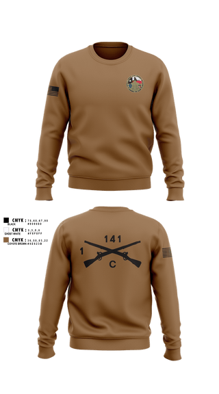Crew Neck Sweatshirt, C Co 1-141 IN, Army, Teamtime, Team time, sublimation, custom sports apparel, team uniforms, spirit wear, spiritwear, sports uniforms, custom shirts, team store, custom team store, fundraiser sports, apparel fundraiser