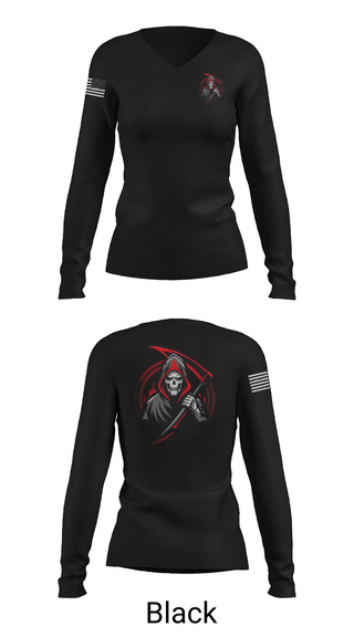 Womens Long Sleeve Vneck Shirt, Reaper Platoon, Army, Teamtime, Team time, sublimation, custom sports apparel, team uniforms, spirit wear, spiritwear, sports uniforms, custom shirts, team store, custom team store, fundraiser sports, apparel fundraiser