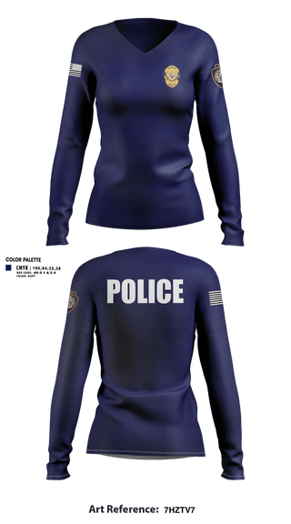 Womens Long Sleeve Vneck Shirt, Otoe-Missouria Police Department, Police, Teamtime, Team time, sublimation, custom sports apparel, team uniforms, spirit wear, spiritwear, sports uniforms, custom shirts, team store, custom team store, fundraiser sports, apparel fundraiser