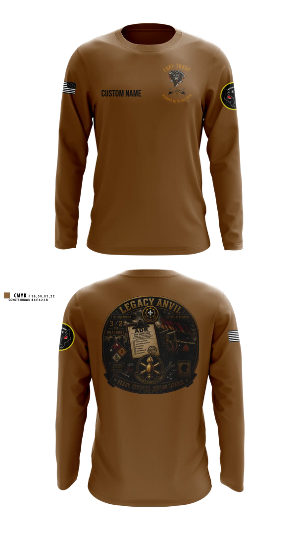 Long Sleeve Performance Shirt, Legacy 3/2 Fury Troop, Army, Teamtime, Team time, sublimation, custom sports apparel, team uniforms, spirit wear, spiritwear, sports uniforms, custom shirts, team store, custom team store, fundraiser sports, apparel fundraiser