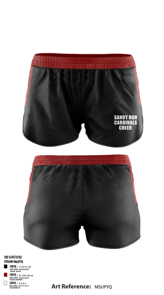 Womens Shorts, Sandy Run Cardinals, Cheer, Teamtime, Team time, sublimation, custom sports apparel, team uniforms, spirit wear, spiritwear, sports uniforms, custom shirts, team store, custom team store, fundraiser sports, apparel fundraiser