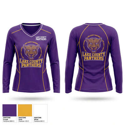 Lake County Panthers Women's Long Sleeve V-neck Shirt - 1
