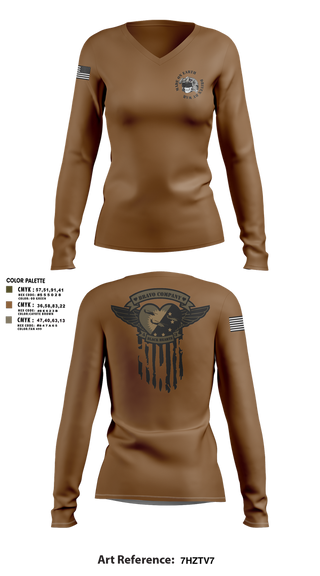 Womens Long Sleeve Vneck Shirt, B/4-3 Assault Helicopter Battalion, , Teamtime, Team time, sublimation, custom sports apparel, team uniforms, spirit wear, spiritwear, sports uniforms, custom shirts, team store, custom team store, fundraiser sports, apparel fundraiser