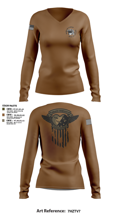 B/4-3 Assault Helicopter Battalion 71849339 Women's Long Sleeve V-neck Shirt - 2