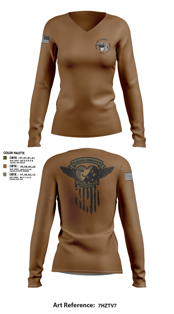 Womens Long Sleeve Vneck Shirt, B/4-3 Assault Helicopter Battalion, , Teamtime, Team time, sublimation, custom sports apparel, team uniforms, spirit wear, spiritwear, sports uniforms, custom shirts, team store, custom team store, fundraiser sports, apparel fundraiser