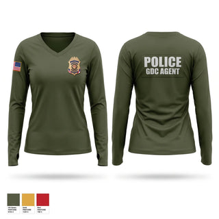 Womens Long Sleeve Vneck Shirt, GDC K-9, Police, Teamtime, Team time, sublimation, custom sports apparel, team uniforms, spirit wear, spiritwear, sports uniforms, custom shirts, team store, custom team store, fundraiser sports, apparel fundraiser