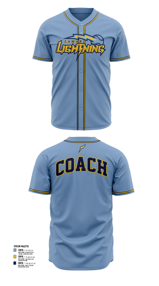 Full Button Baseball Jersey, Lamar Lightening, Baseball, Teamtime, Team time, sublimation, custom sports apparel, team uniforms, spirit wear, spiritwear, sports uniforms, custom shirts, team store, custom team store, fundraiser sports, apparel fundraiser