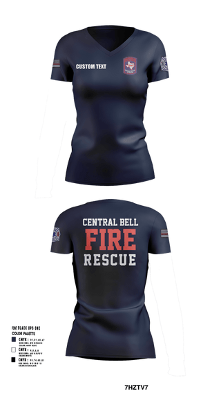 Womens Short Sleeve Vneck Shirt, Central Bell County Fire Rescue, Fire Department, Teamtime, Team time, sublimation, custom sports apparel, team uniforms, spirit wear, spiritwear, sports uniforms, custom shirts, team store, custom team store, fundraiser sports, apparel fundraiser