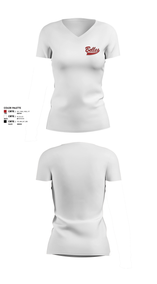 Womens Short Sleeve Vneck Shirt, Bluegrass Lightning Belles, Softball, Teamtime, Team time, sublimation, custom sports apparel, team uniforms, spirit wear, spiritwear, sports uniforms, custom shirts, team store, custom team store, fundraiser sports, apparel fundraiser