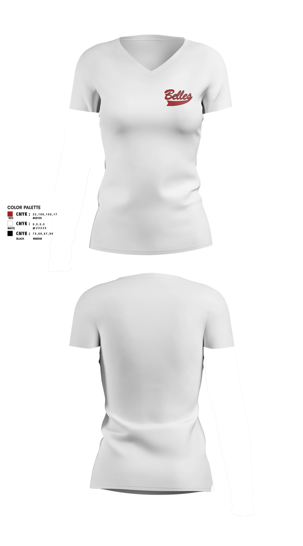 Womens Short Sleeve Vneck Shirt, Bluegrass Lightning Belles, Softball, Teamtime, Team time, sublimation, custom sports apparel, team uniforms, spirit wear, spiritwear, sports uniforms, custom shirts, team store, custom team store, fundraiser sports, apparel fundraiser