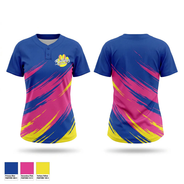 Two Button Softball Jersey, Bulldogs, Softball, Teamtime, Team time, sublimation, custom sports apparel, team uniforms, spirit wear, spiritwear, sports uniforms, custom shirts, team store, custom team store, fundraiser sports, apparel fundraiser