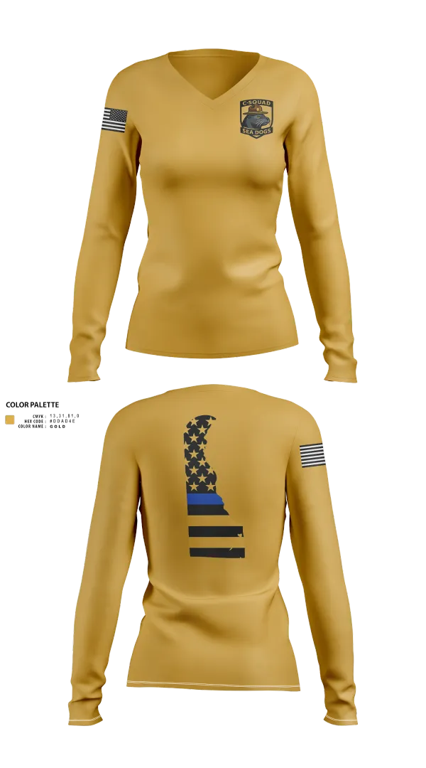 Womens Long Sleeve Vneck Shirt, C-Squad, Police, Teamtime, Team time, sublimation, custom sports apparel, team uniforms, spirit wear, spiritwear, sports uniforms, custom shirts, team store, custom team store, fundraiser sports, apparel fundraiser