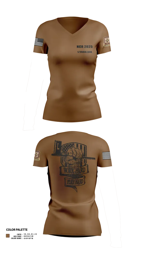 Womens Short Sleeve Vneck Shirt, 1/204th ADA, , Teamtime, Team time, sublimation, custom sports apparel, team uniforms, spirit wear, spiritwear, sports uniforms, custom shirts, team store, custom team store, fundraiser sports, apparel fundraiser