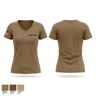 Womens Short Sleeve Vneck Shirt, USAFSAM, Air Force, Teamtime, Team time, sublimation, custom sports apparel, team uniforms, spirit wear, spiritwear, sports uniforms, custom shirts, team store, custom team store, fundraiser sports, apparel fundraiser