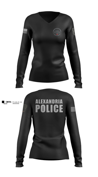 Womens Long Sleeve Vneck Shirt, Alexandria Police Department Special Operations, Police, Teamtime, Team time, sublimation, custom sports apparel, team uniforms, spirit wear, spiritwear, sports uniforms, custom shirts, team store, custom team store, fundraiser sports, apparel fundraiser