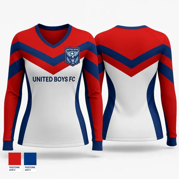 Womens Long Sleeve Vneck Shirt, The United Boy FC, Men's Soccer, Teamtime, Team time, sublimation, custom sports apparel, team uniforms, spirit wear, spiritwear, sports uniforms, custom shirts, team store, custom team store, fundraiser sports, apparel fundraiser