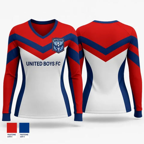 Womens Long Sleeve Vneck Shirt, The United Boy FC, Men's Soccer, Teamtime, Team time, sublimation, custom sports apparel, team uniforms, spirit wear, spiritwear, sports uniforms, custom shirts, team store, custom team store, fundraiser sports, apparel fundraiser