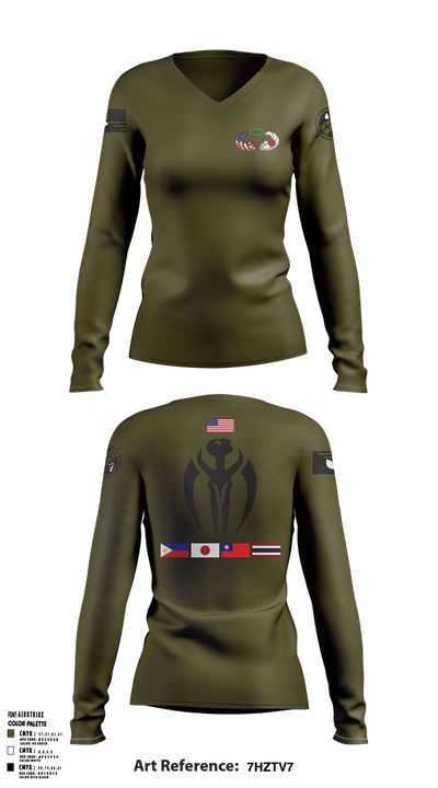 1-1 ASPS 63924306 Women's Long Sleeve V-neck Shirt - 1
