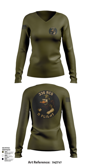 Womens Long Sleeve Vneck Shirt, 336 RCS D Flight, , Teamtime, Team time, sublimation, custom sports apparel, team uniforms, spirit wear, spiritwear, sports uniforms, custom shirts, team store, custom team store, fundraiser sports, apparel fundraiser