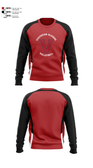 Crew Neck Sweatshirt, Visitation Blazers Volleyball, Women's Volleyball, Teamtime, Team time, sublimation, custom sports apparel, team uniforms, spirit wear, spiritwear, sports uniforms, custom shirts, team store, custom team store, fundraiser sports, apparel fundraiser