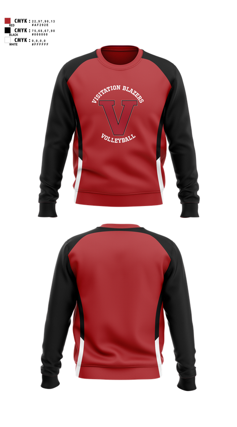 Crew Neck Sweatshirt, Visitation Blazers Volleyball, Women's Volleyball, Teamtime, Team time, sublimation, custom sports apparel, team uniforms, spirit wear, spiritwear, sports uniforms, custom shirts, team store, custom team store, fundraiser sports, apparel fundraiser
