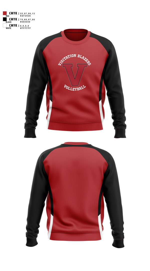 Crew Neck Sweatshirt, Visitation Blazers Volleyball, Women's Volleyball, Teamtime, Team time, sublimation, custom sports apparel, team uniforms, spirit wear, spiritwear, sports uniforms, custom shirts, team store, custom team store, fundraiser sports, apparel fundraiser