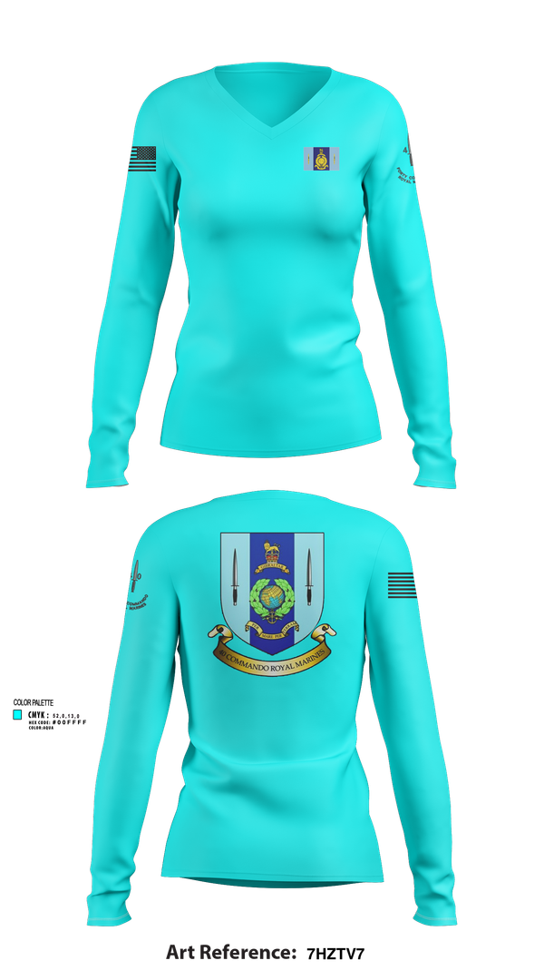 Womens Long Sleeve Vneck Shirt, 40 Royal marine commando, , Teamtime, Team time, sublimation, custom sports apparel, team uniforms, spirit wear, spiritwear, sports uniforms, custom shirts, team store, custom team store, fundraiser sports, apparel fundraiser