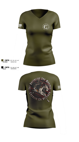 Womens Short Sleeve Vneck Shirt, 1st Battalion 2nd Marines Charlie Co Veteran, Marines, Teamtime, Team time, sublimation, custom sports apparel, team uniforms, spirit wear, spiritwear, sports uniforms, custom shirts, team store, custom team store, fundraiser sports, apparel fundraiser