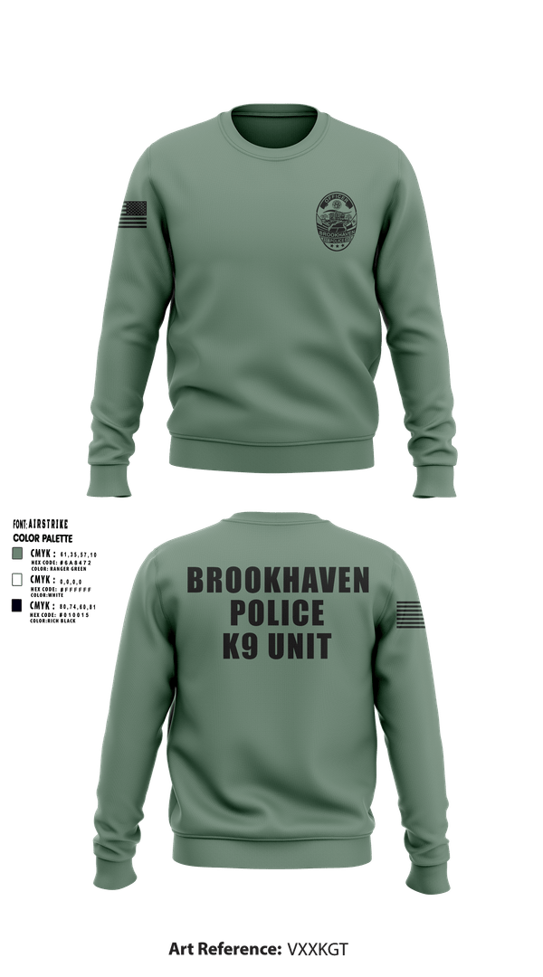 Crew Neck Sweatshirt, Brookhaven K9 Unit, Police, Teamtime, Team time, sublimation, custom sports apparel, team uniforms, spirit wear, spiritwear, sports uniforms, custom shirts, team store, custom team store, fundraiser sports, apparel fundraiser