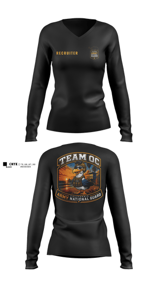 Womens Long Sleeve Vneck Shirt, TEAM OC, National Guard, Teamtime, Team time, sublimation, custom sports apparel, team uniforms, spirit wear, spiritwear, sports uniforms, custom shirts, team store, custom team store, fundraiser sports, apparel fundraiser