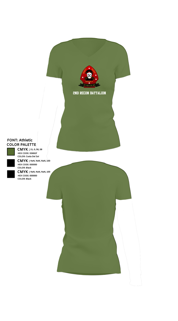 Womens Short Sleeve Vneck Shirt, 2nd Recon Battalion, , Teamtime, Team time, sublimation, custom sports apparel, team uniforms, spirit wear, spiritwear, sports uniforms, custom shirts, team store, custom team store, fundraiser sports, apparel fundraiser