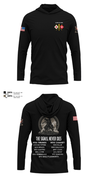 Long Sleeve hooded sunshirt, Senior Leaders Course FY26-009, Army, Teamtime, Team time, sublimation, custom sports apparel, team uniforms, spirit wear, spiritwear, sports uniforms, custom shirts, team store, custom team store, fundraiser sports, apparel fundraiser