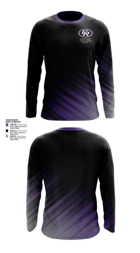 Long Sleeve Performance Shirt, Cedar Ridge Lady Raiders Soccer, Women's Soccer, Teamtime, Team time, sublimation, custom sports apparel, team uniforms, spirit wear, spiritwear, sports uniforms, custom shirts, team store, custom team store, fundraiser sports, apparel fundraiser