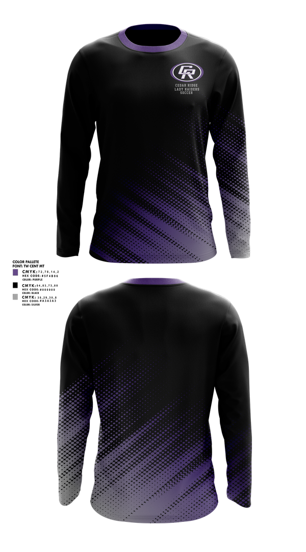 Long Sleeve Performance Shirt, Cedar Ridge Lady Raiders Soccer, Women's Soccer, Teamtime, Team time, sublimation, custom sports apparel, team uniforms, spirit wear, spiritwear, sports uniforms, custom shirts, team store, custom team store, fundraiser sports, apparel fundraiser
