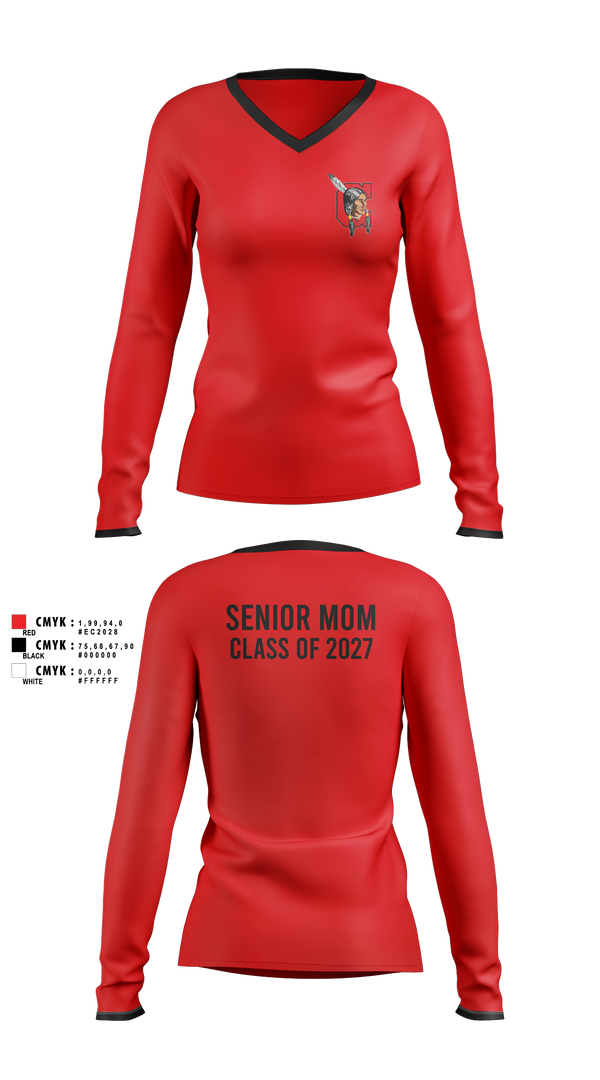 Womens Long Sleeve Vneck Shirt, Cheyenne Central, , Teamtime, Team time, sublimation, custom sports apparel, team uniforms, spirit wear, spiritwear, sports uniforms, custom shirts, team store, custom team store, fundraiser sports, apparel fundraiser