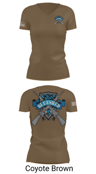 Womens Short Sleeve Vneck Shirt, Blueshed Gun Shop, , Teamtime, Team time, sublimation, custom sports apparel, team uniforms, spirit wear, spiritwear, sports uniforms, custom shirts, team store, custom team store, fundraiser sports, apparel fundraiser
