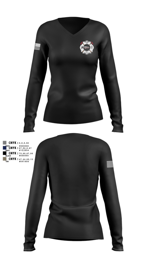 Womens Long Sleeve Vneck Shirt, Camp, Fire Department, Teamtime, Team time, sublimation, custom sports apparel, team uniforms, spirit wear, spiritwear, sports uniforms, custom shirts, team store, custom team store, fundraiser sports, apparel fundraiser