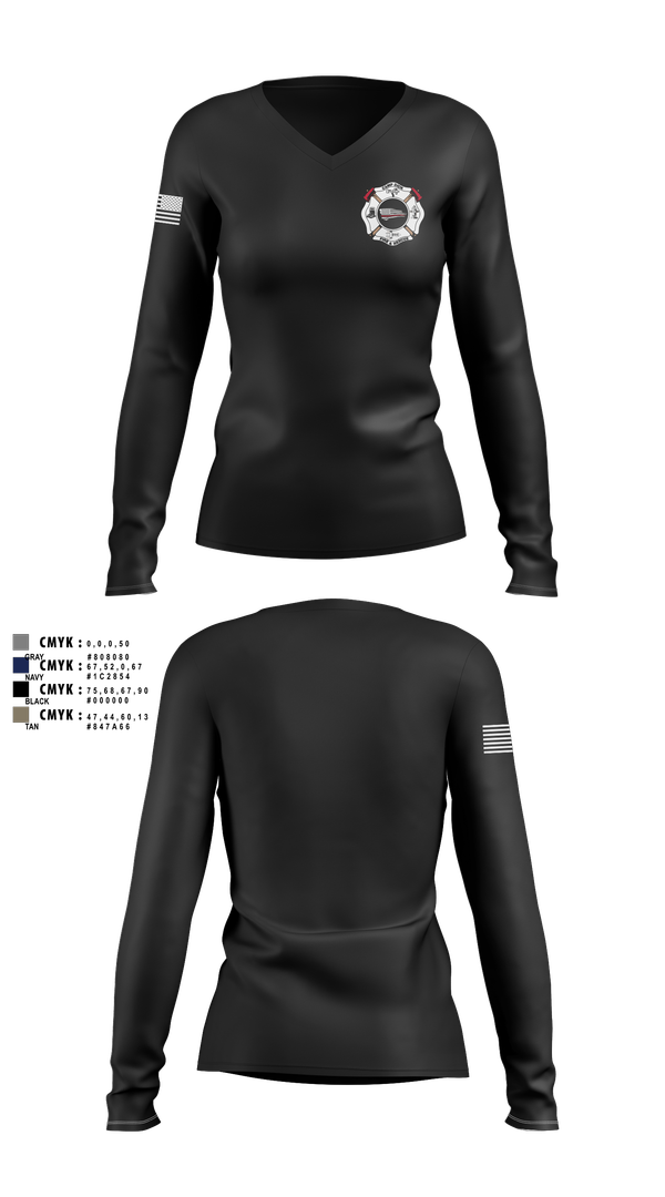 Womens Long Sleeve Vneck Shirt, Camp, Fire Department, Teamtime, Team time, sublimation, custom sports apparel, team uniforms, spirit wear, spiritwear, sports uniforms, custom shirts, team store, custom team store, fundraiser sports, apparel fundraiser