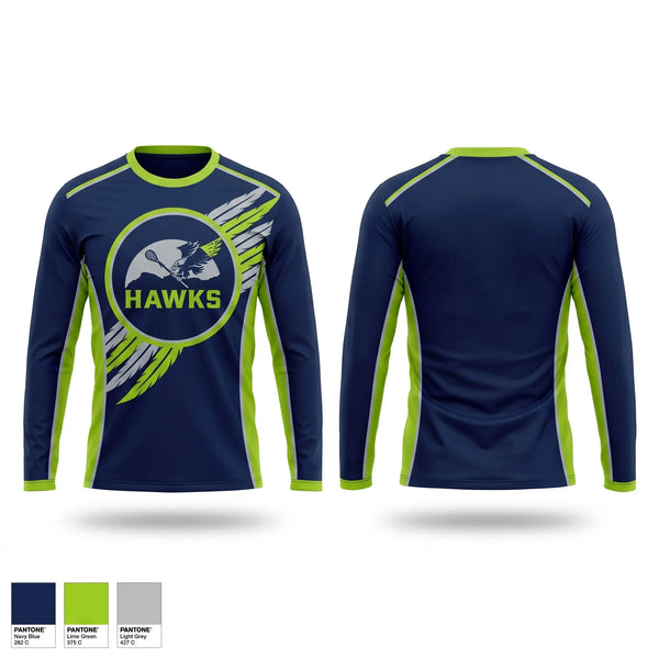 Long Sleeve Performance Shirt, Chilliwack Hawks, Men's Lacrosse, Teamtime, Team time, sublimation, custom sports apparel, team uniforms, spirit wear, spiritwear, sports uniforms, custom shirts, team store, custom team store, fundraiser sports, apparel fundraiser