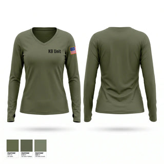 Womens Long Sleeve Vneck Shirt, K-9 Unit, Police, Teamtime, Team time, sublimation, custom sports apparel, team uniforms, spirit wear, spiritwear, sports uniforms, custom shirts, team store, custom team store, fundraiser sports, apparel fundraiser