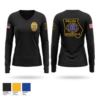 Womens Long Sleeve Vneck Shirt, Reidsville Police Department, Police, Teamtime, Team time, sublimation, custom sports apparel, team uniforms, spirit wear, spiritwear, sports uniforms, custom shirts, team store, custom team store, fundraiser sports, apparel fundraiser