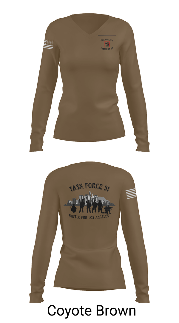 Womens Long Sleeve Vneck Shirt, 1-185th IN BN, , Teamtime, Team time, sublimation, custom sports apparel, team uniforms, spirit wear, spiritwear, sports uniforms, custom shirts, team store, custom team store, fundraiser sports, apparel fundraiser