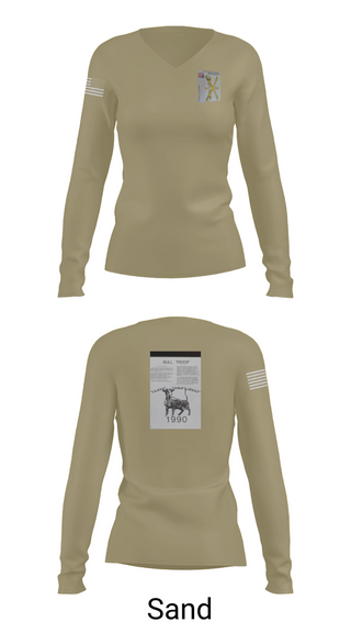 Womens Long Sleeve Vneck Shirt, 2nd Armored Cavalry Regiment, , Teamtime, Team time, sublimation, custom sports apparel, team uniforms, spirit wear, spiritwear, sports uniforms, custom shirts, team store, custom team store, fundraiser sports, apparel fundraiser