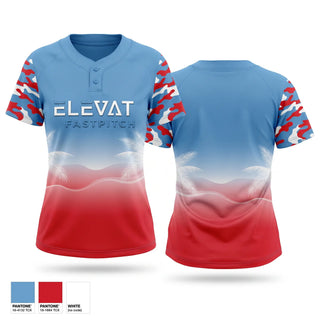 Two Button Softball Jersey, Elevate, Softball, Teamtime, Team time, sublimation, custom sports apparel, team uniforms, spirit wear, spiritwear, sports uniforms, custom shirts, team store, custom team store, fundraiser sports, apparel fundraiser
