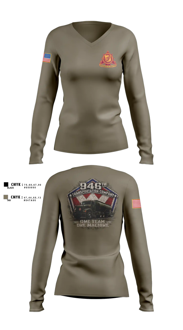 Womens Long Sleeve Vneck Shirt, 946th TC, Army, Teamtime, Team time, sublimation, custom sports apparel, team uniforms, spirit wear, spiritwear, sports uniforms, custom shirts, team store, custom team store, fundraiser sports, apparel fundraiser