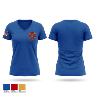 Womens Short Sleeve Vneck Shirt, Waynesville VFD, Fire Department, Teamtime, Team time, sublimation, custom sports apparel, team uniforms, spirit wear, spiritwear, sports uniforms, custom shirts, team store, custom team store, fundraiser sports, apparel fundraiser