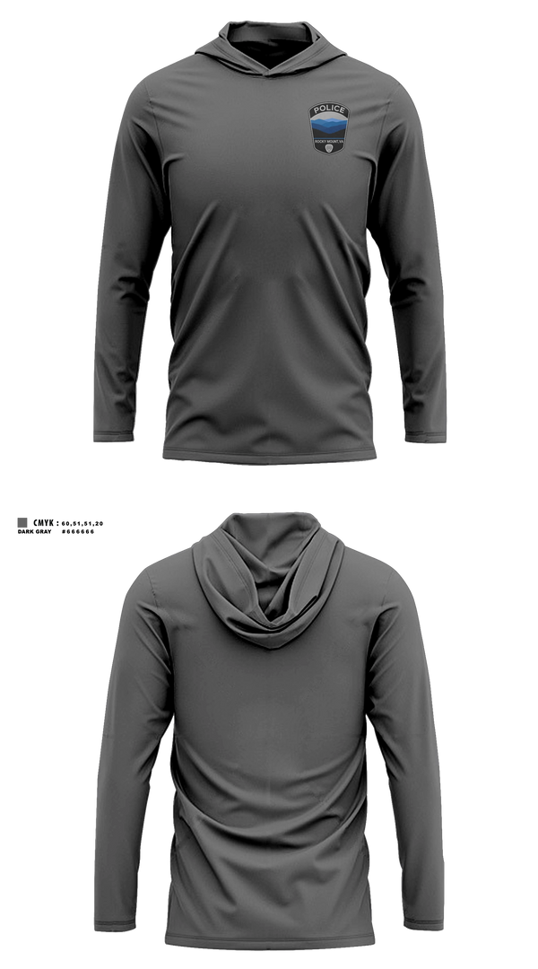 Long Sleeve Performance Shirt with hood, Rocky Mount Police Department, Police, Teamtime, Team time, sublimation, custom sports apparel, team uniforms, spirit wear, spiritwear, sports uniforms, custom shirts, team store, custom team store, fundraiser sports, apparel fundraiser
