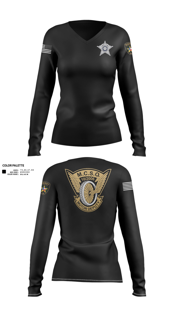 Womens Long Sleeve Vneck Shirt, Motors, Police, Teamtime, Team time, sublimation, custom sports apparel, team uniforms, spirit wear, spiritwear, sports uniforms, custom shirts, team store, custom team store, fundraiser sports, apparel fundraiser