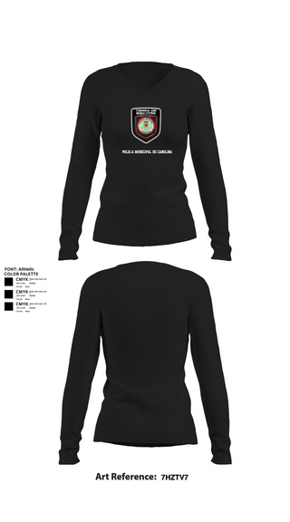 Womens Long Sleeve Vneck Shirt, Policía Municipal de Carolina, , Teamtime, Team time, sublimation, custom sports apparel, team uniforms, spirit wear, spiritwear, sports uniforms, custom shirts, team store, custom team store, fundraiser sports, apparel fundraiser